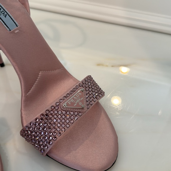 NIB Prada Crystal Embellished Satin Sandals - Picture 6 of 8
